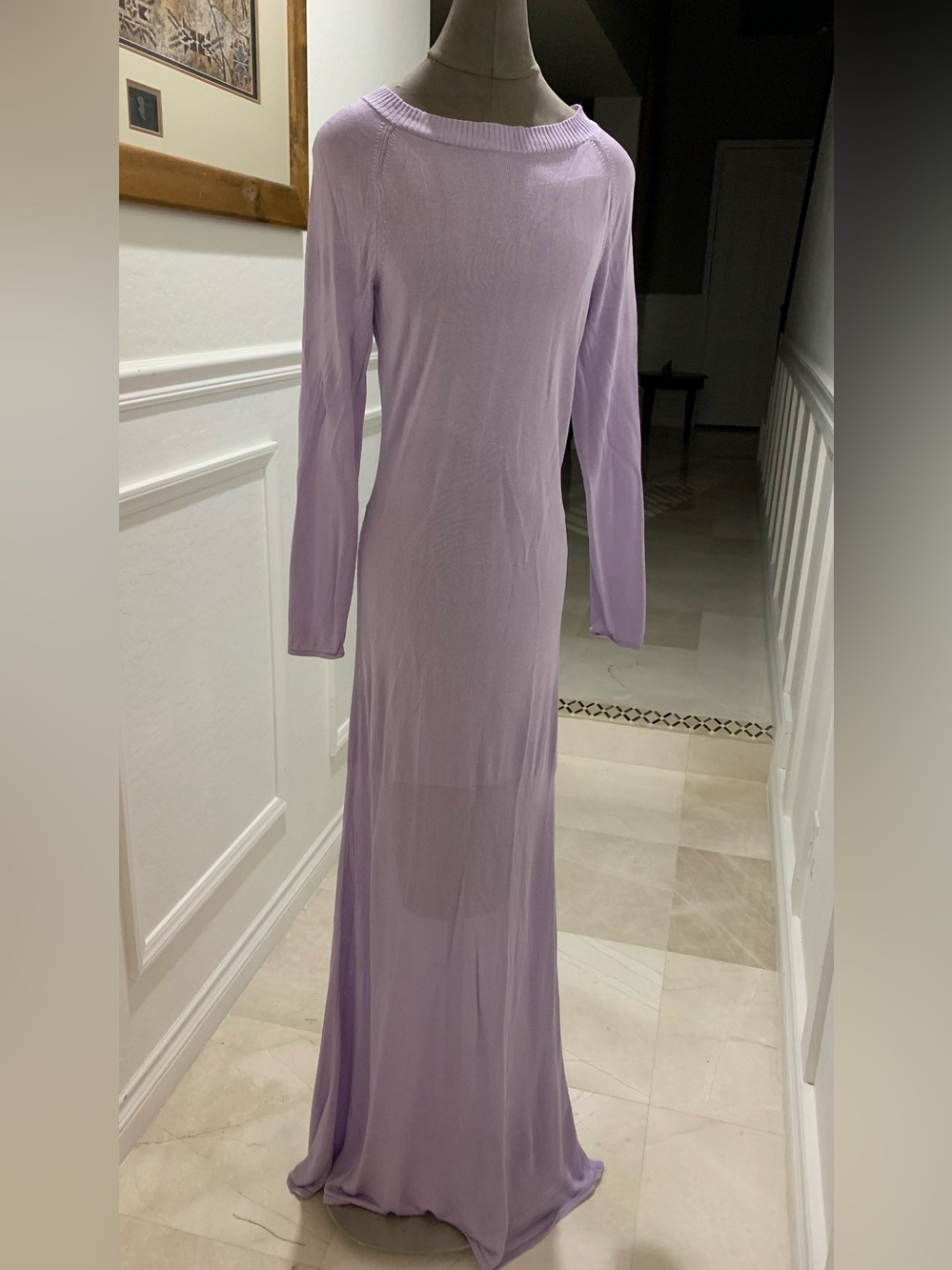 KHAITE  The Valera Long-Sleeve Maxi Dress Lilac Long Sleeve Maxi Dress Size M